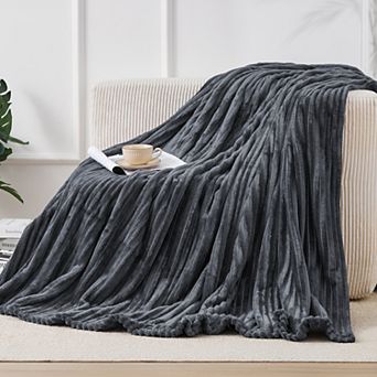 CLICKBINTextured Stripe Cozy Throw Blanket, Ultra-Soft, All-Season Comfort for Every Adventure