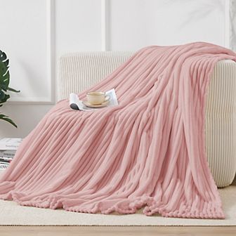 SERWALL Textured Stripe Cozy Throw Blanket, Ultra-Soft, All-Season Comfort for Every Adventure