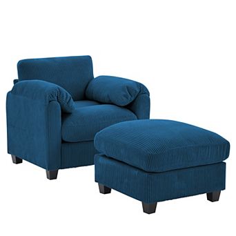 Corduroy Single Sofa Chair with A Removable Ottoman