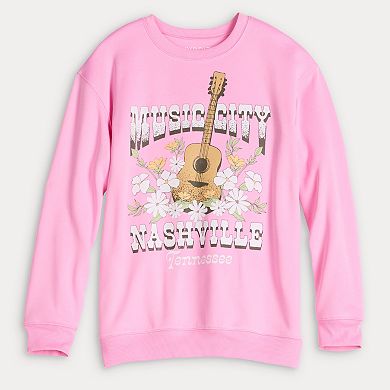 Juniors' Graphic Music City Nashville Fleece Pullover