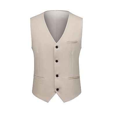 Mens Elegant Solid 3 pc Suit Set Two Button Slim Fit Jacket Vest Pants