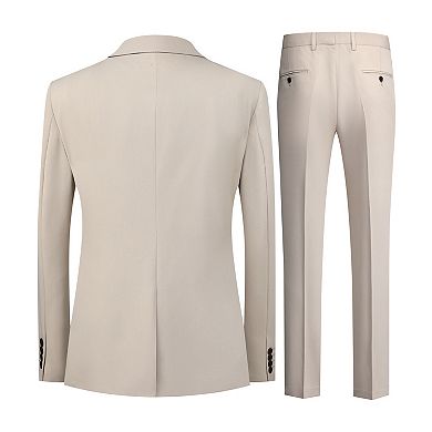 Mens Elegant Solid 3 pc Suit Set Two Button Slim Fit Jacket Vest Pants
