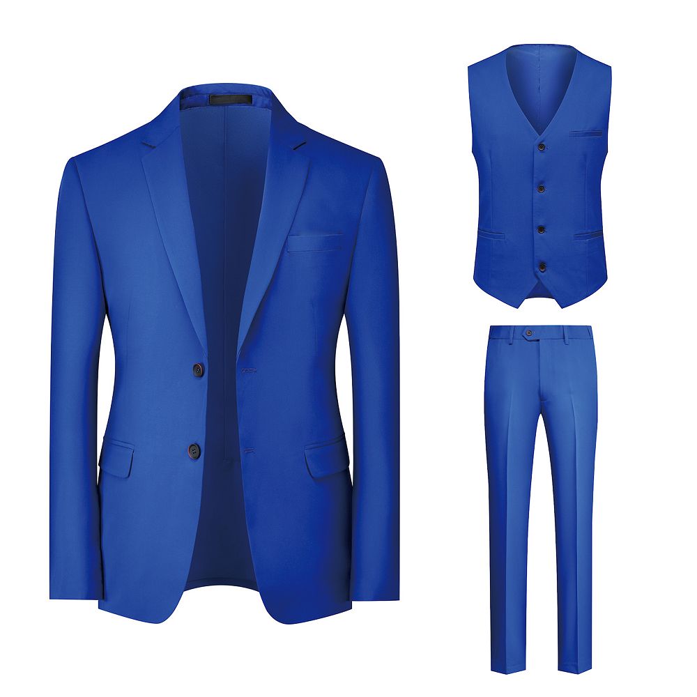Men's Black 3-piece Jacquard Jacket Vest Pants Suit