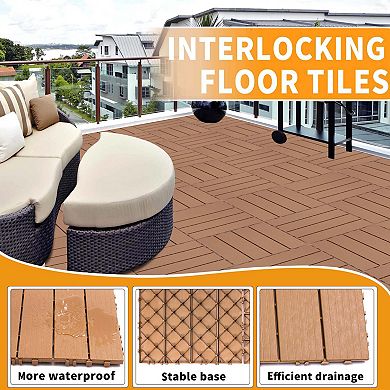 Mondawe Plastic Interlocking Deck Tiles, Pack of 44 Outdoor Waterproof Patio Flooring Tiles