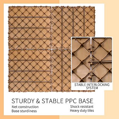 Mondawe Plastic Interlocking Deck Tiles, Pack of 44 Outdoor Waterproof Patio Flooring Tiles