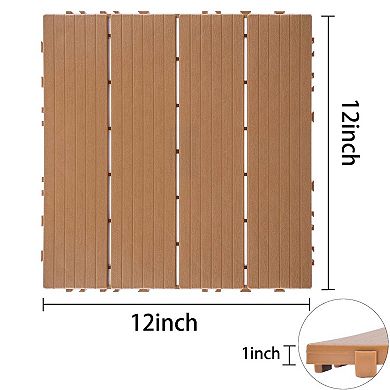 Mondawe Plastic Interlocking Deck Tiles, Pack of 44 Outdoor Waterproof Patio Flooring Tiles