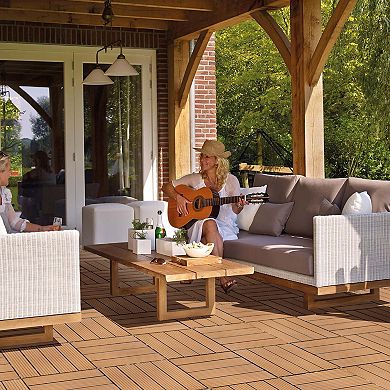 Mondawe Plastic Interlocking Deck Tiles, Pack of 44 Outdoor Waterproof Patio Flooring Tiles