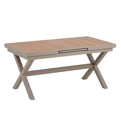 Mondawe Outdoor Patio Garden 7-Piece Extendable Dining Set, With 6 Chairs Flexible Adjustment
