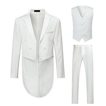Men's Tailored 3 pc Slim Fit Tuxedo Set: Dinner Jacket, Vest & Trousers