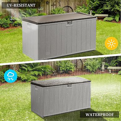 110 Gallon White Outdoor Storage Trunk - Weatherproof Deck Box