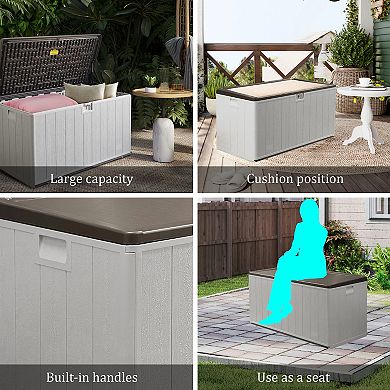 110 Gallon White Outdoor Storage Trunk - Weatherproof Deck Box