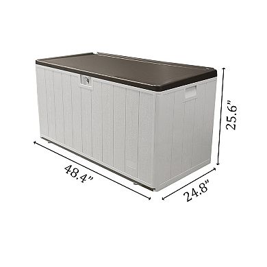 110 Gallon White Outdoor Storage Trunk - Weatherproof Deck Box