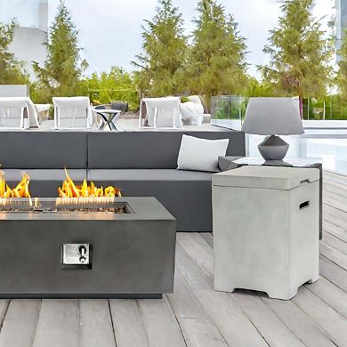 Mondawe Outdoor 20 lb Gas Pit Tank Table,Dremovable Top Cover Dual-Use Side Table Propane Tank Cap