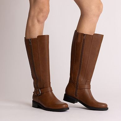 Journee Yasmina Women's Buckle Detail Knee-High Boots