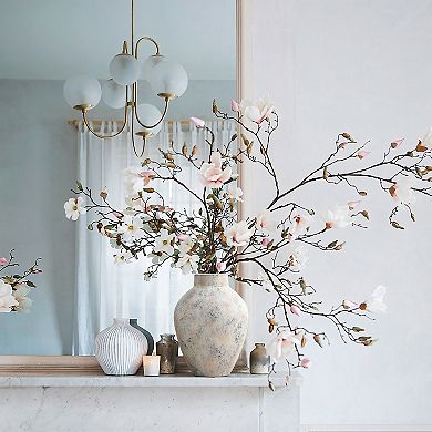 LuxenHome Marble White 12 inch Tall Stoneware Table Vase