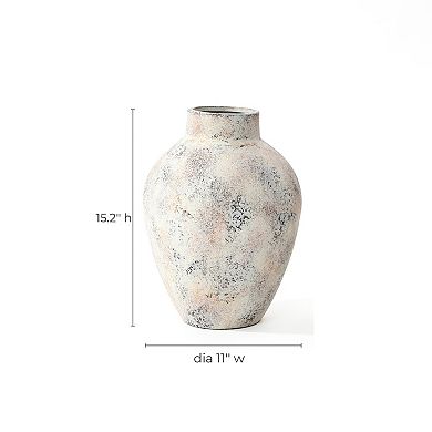 LuxenHome Marble White 15 inch Tall Stoneware Table Vase