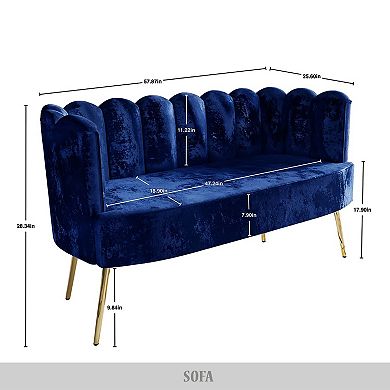 Velvet Sofa With Bench and Coffee Table