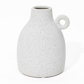 LuxenHome White Ceramic Jug Round Vase