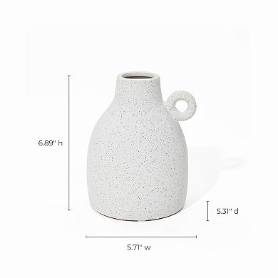 LuxenHome White Ceramic Jug Round Vase