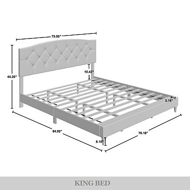 King Size Linen Platform Bed
