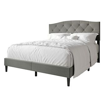 King Size Linen Platform Bed