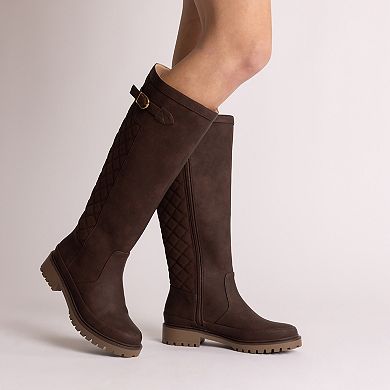 Journee Zemmie Women's Quilted Round Toe Knee-High Boots In Regular & Wide Calf