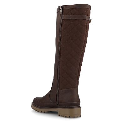 Journee Zemmie Women's Quilted Round Toe Knee-High Boots In Regular & Wide Calf