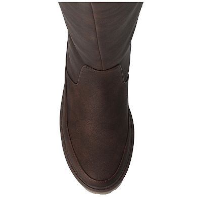Journee Zemmie Women's Quilted Round Toe Knee-High Boots In Regular & Wide Calf