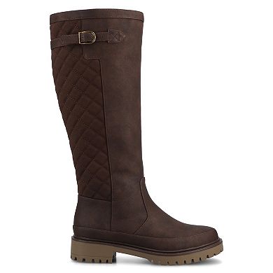 Journee Zemmie Women's Quilted Round Toe Knee-High Boots In Regular & Wide Calf