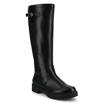 Journee Zemmie Women's Quilted Round Toe Knee-High Boots In Regular & Wide Calf