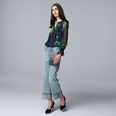 Women's Simply Vera Vera Wang Embellished High Rise Ankle Jeans