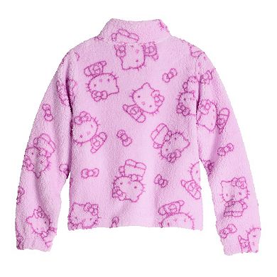 Girls 7-16 Hello Kitty And Bows Full Zip Woobie Jacket