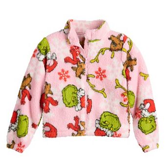 Girls 7-16 Dr. Seuss Grinch And Max Holiday Full Zip Woobie Jacket