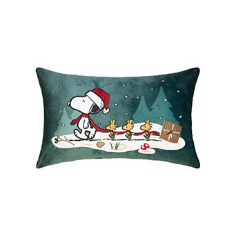 St. Nicholas Square® Peanuts Snoopy & Woodstock Forest Velvet Throw Pillow