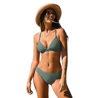 Women's Cupshe 2 pc Lace-Up Swim Top & Hipster Bikini Swim Bottoms Set