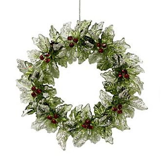 St. Nicholas Square® Wreath Acrylic Christmas Ornament with Loop for Hanging