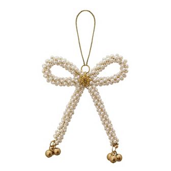 St. Nicholas Square® White Beaded Bow Christmas Ornament