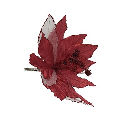 St. Nicholas Square Artificial Poinsettia Botanical Clip Christmas Ornament