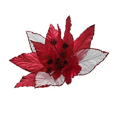 St. Nicholas Square Artificial Poinsettia Botanical Clip Christmas Ornament