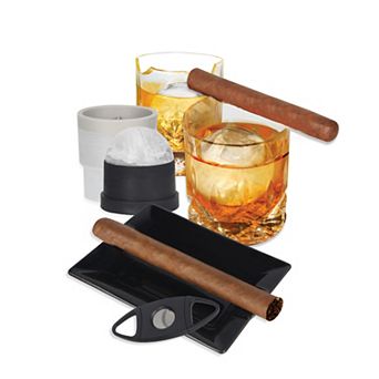 Brookstone Reserve Whiskey & Cigar Set with Glasses and Accessories