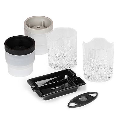 Brookstone Reserve Whiskey & Cigar Set with Glasses and Accessories