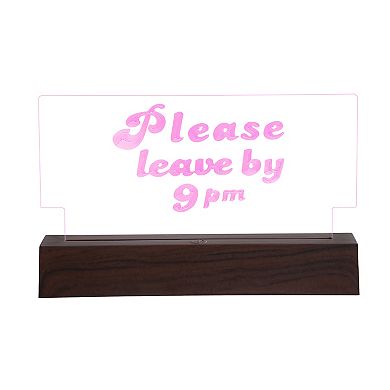 Samsonico "Please Leave By 9 PM" LED Sign Table Decor