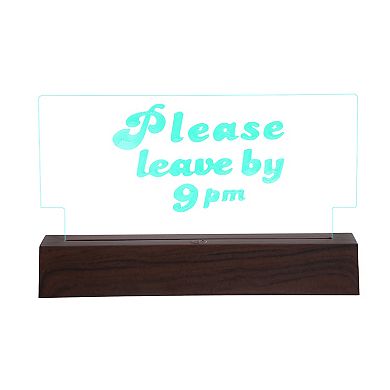 Samsonico "Please Leave By 9 PM" LED Sign Table Decor