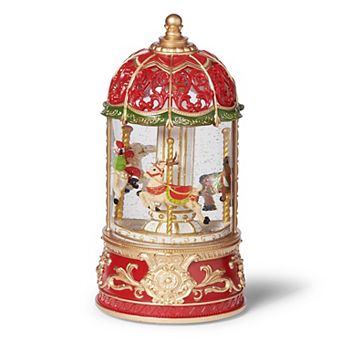 Roman Lighted Musical Swirl Carousel Rotating Santa Table Decor