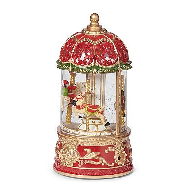 Roman Lighted Musical Swirl Carousel Rotating Santa Table Decor