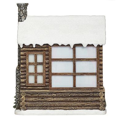 Roman Lighted Swirl Cabin with Bear Decorating Tree Table Decor