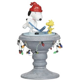 Roman 7″ Musical Snoopy and Woodstock Birdbath with Rotation Outdoor Decor