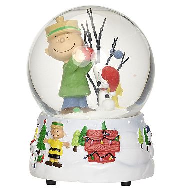 Roman Musical Charlie Brown and Snoopy Snow Globe Table Decor 5.25"