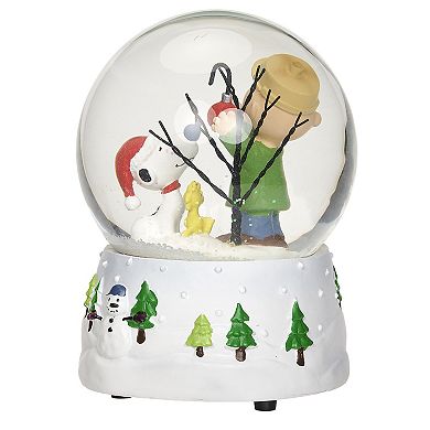 Roman Musical Charlie Brown and Snoopy Snow Globe Table Decor 5.25"