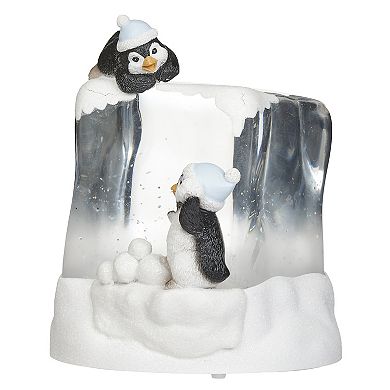 Roman Lighted Swirl Penguin Figurine Table Decor